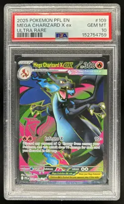 2025 Pokemon Phantasmal Flames Mega Charizard X ex Ultra Rare #109/094 PSA 10 - Image 1