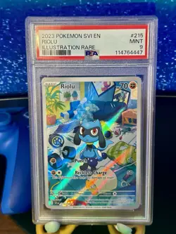 Pokemon Riolu 215/198 SV01 Scarlet & Violet Illustration Rare Holo PSA 9 MINT - Image 1