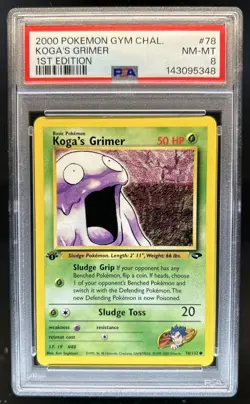 2000 Pokemon Gym Challenge 1st Edition Koga's Grimer #78/132 PSA 8 - Image 1