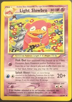 Pokemon Card - Light Slowbro Neo Destiny 51/105 Uncommon Non Holo LP - Image 1