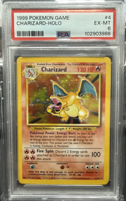 1999 POKEMON BASE SET UNLIMITED #4 CHARIZARD-HOLO PSA 6 - Image 1