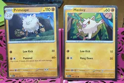 NM Pokemon Annihilape EX SVP032 + Mankey + Primeape Black Star Promo Cards - Image 3