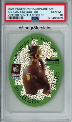 Alolan Exeggutor-2025 Pokemon Hachinohe Art Museum-Visitor Benefit Sticker-PSA10 - Image 1