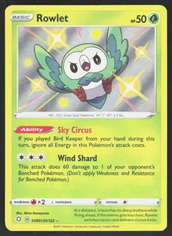 Rowlet SV001/SV122 Shining Fates Shiny Vault Pokemon Card LP - Image 1