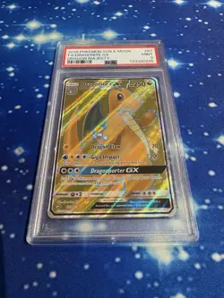 Full Art - Dragonite GX Pokemon Sun & Moon Dragon Majesty PSA 9 MINT - Image 1