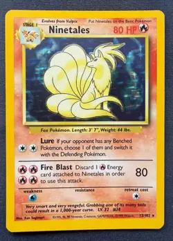 Pokemon TCG Ninetales 12/102 Base Set Unlimited Holo Rare Vintage - Image 1