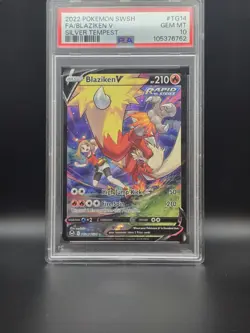 2022 Pokemon SWSH Silver Tempest #TG14 FA Blaziken V PSA 10 GEM MINT - Image 1