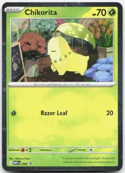 Chikorita (Cosmos Holo) 069 Holo Promo ME: Mega Evolution Promo Pokemon NM/M - Image 1