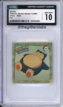 Snorlax (Foil) - 1999 Pokemon Stickers Series 1 - Artbox - #G04 - CGC10 - Image 1