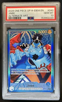 2026 One Piece Azure Sea's Seven Jinbe Leader Alt Art #OP14-040 PSA 10 GEM MINT - Image 1
