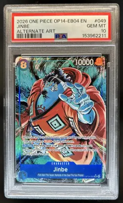 2026 One Piece Azure Sea's Seven Jinbe Super Rare Alt Art #OP14-049 PSA 10 - Image 1