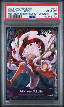 One Piece CCG Monkey.D.Luffy 1st Anniversary Tournament Winner P-041 PSA 10 - Image 1