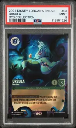 2024 Disney Lorcana D23 Collection Ursula Deceiver Foil #3 PSA 9 Mint RARE - Image 3