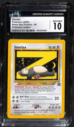 Pokemon Snorlax 49 WotC Pokemon League Promo CGC 10 - Image 1