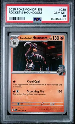 2025 POKEMON DRI EN-DESTINED RIVALS #038 TEAM ROCKET'S HOUNDOOM PSA 10 - Image 1