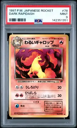 1997 POKEMON JPN ROCKET #78 DARK RAPIDASH PSA 9 - Image 1