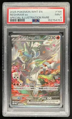 2025 Pokemon White Flare Reshiram ex Special Illustration Rare #166/086 PSA 9 - Image 1