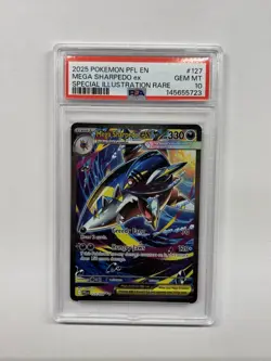2025 POKEMON PFL EN-PHANTASMAL FLAMES #127 MEGA SHARPEDO EX PSA 10 - Image 1