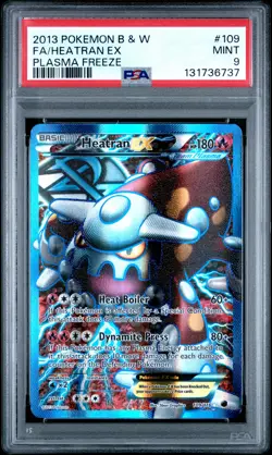 2013 POKEMON BLACK & WHITE PLASMA FREEZE #109 FULL ART/HEATRAN EX PSA 9 - Image 1