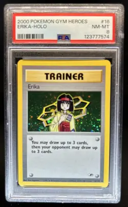 2000 Pokemon Gym Heroes Erika Holo #16/132 PSA 8 - Image 1