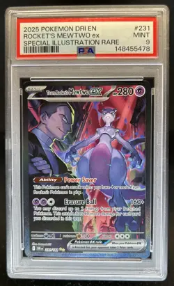 2025 Pokemon Destined Rivals Team Rocket's Mewtwo ex #231/182 PSA 9 - Image 1