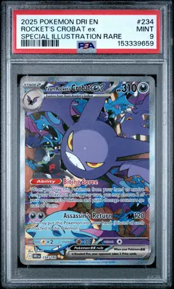 2025 POKEMON DESTINED RIVALS SPECIAL ILLUSTRATION TEAM ROCKET'S CROBAT EX PSA 9 - Image 1