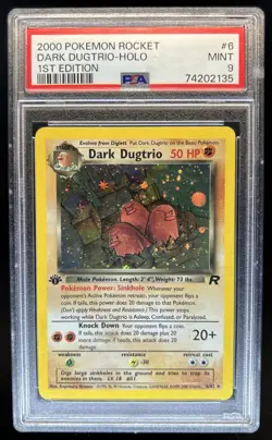 2000 Pokemon Team Rocket First Edition Dark Dugtrio Holo #6/82 PSA 9 - Image 1