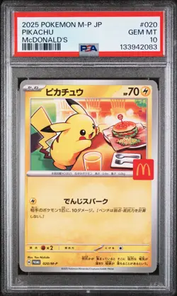2025 POKEMON JAPANESE M-P PROMO MCDONALD'S #020 PIKACHU PSA 10 - Image 1