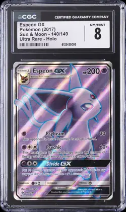 2017 POKEMON SUN & MOON #140 FULL ART/ESPEON GX CGC 8 - Image 1