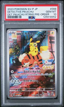 2023 POKEMON JAPANESE SV-P PROMO #098 DETECTIVE PIKACHU PSA 10 - Image 1