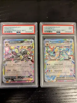 Pokemon Prize Pack Series 7 2025 Umbreon ex 060 & Vaporeon ex 023 PSA Mint - Image 1