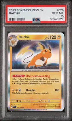 2023 POKEMON MEW EN-151 #026 RAICHU PSA 10 - Image 1