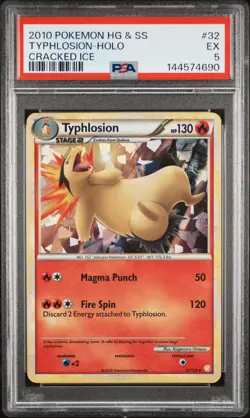 2010 POKEMON HEARTGOLD & SOULSILVER CRACKED ICE #32 TYPHLOSION-HOLO PSA 5 - Image 1