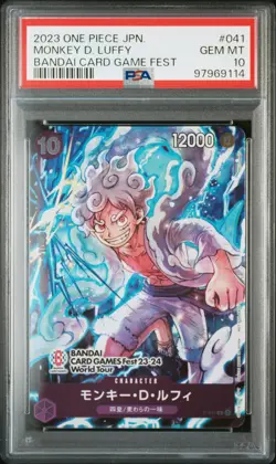 2023 ONE PIECE JAPANESE PROMOS BANDAI CARD GAME FEST #041 MONKEY D. LUFFY PSA 10 - Image 1