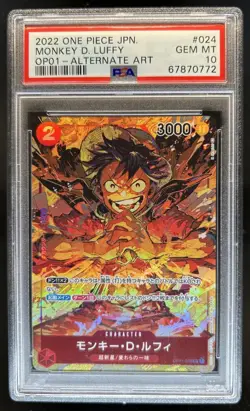 2022 One Piece Japanese Monkey D. Luffy Alternate Art #OP01-024 PSA 10 GEM MINT - Image 1
