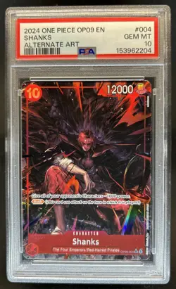 2024 One Piece Shanks Super Rare Alt Art Alternative #OP09-004 PSA 10 - Image 1