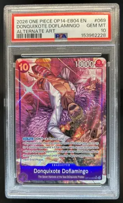 2026 One Piece Donquixote Doflamingo Super Rare Alt Art #OP14-069 PSA 10 - Image 1