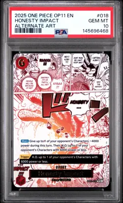 2025 One Piece OP11 EN Honesty Impact Alternate Art #018 PSA 10 GEM MINT - Image 1