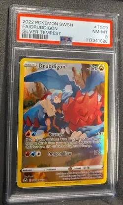 POKEMON CARD DRUDDIGON 09 SILVER TEMPEST FULL ART #TG09 GRADED PSA 8 TG09 #09 - Image 2