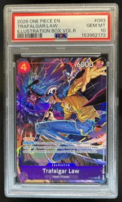 2026 One Piece Illustration Box V6 Trafalgar Law #P-093 PSA 10 GEM MINT - Image 1