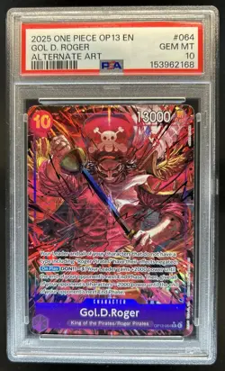 2025 One Piece Carrying On His Will Gol D. Roger Alt Art #OP13-064 PSA 10 - Image 1