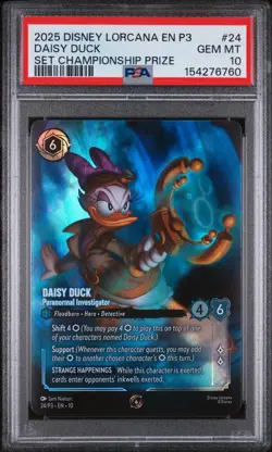 PSA 10 DAISY DUCK SET CHAMPIONSHIP PRIZE DISNEY LORCANA EN P3 24 FOIL - Image 1