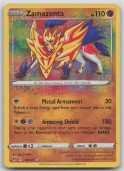 Pokemon Card Zamazenta Amazing Rare SWSH04: Vivid Voltage 102/185 - Image 1