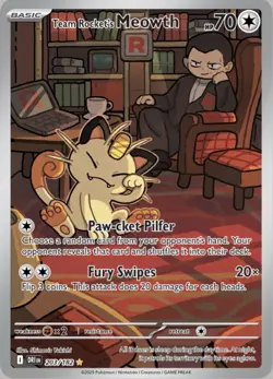Pokemon TCG Team Rockets Meowth Card 203/182 Destined Rivals - Image 1