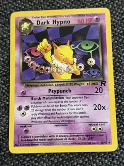 Dark Hypno 26/82 Team Rocket Set Pokemon Card Non‑Holo Rare - Image 1