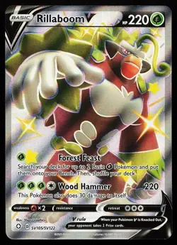 Rillaboom V SV105/SV122 Holo Shining Fates Shiny Vault Pokemon Card - Image 1