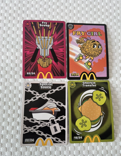 McDonalds Trading Cards Unredeemed Fry Girl Scoop Gherkin Transfer Special Sauce - Image 2