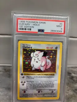 1st Edition Shadowless Clefairy 5/102 Holo Pokemon Card PSA 9 Mint - Image 1
