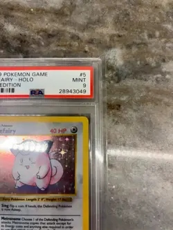 1st Edition Shadowless Clefairy 5/102 Holo Pokemon Card PSA 9 Mint - Image 3
