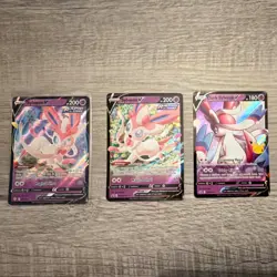 Pokemon TCG Sylveon V & Dark Sylveon V Foil Card Lot - 3 Cards - Image 1